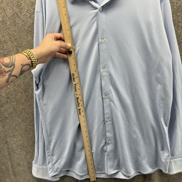 Mizzen+Main Shirt Mens 2XL Light Blue Trim Fit Stretch Performance Tech Dress - Picture 9 of 11